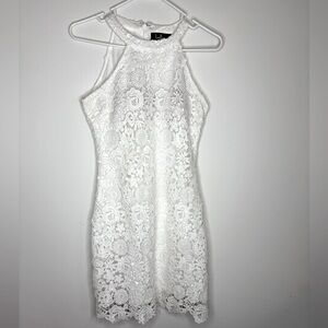 Lulus Elegant White Lace Halter Dress